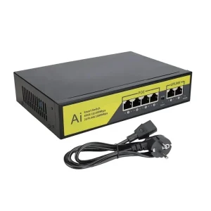 سوئیچ شبکه 4 پورت POE برند AI با دو پورت UPLINK گیگابیت